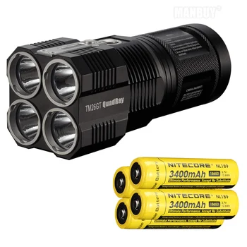 

NITECORE Tiny Monster TM26GT 704M Beam Distance 3500Lm LED OLED Display Hunting Torch Flashlight+4*3400mAh BATTERY+Free shipping