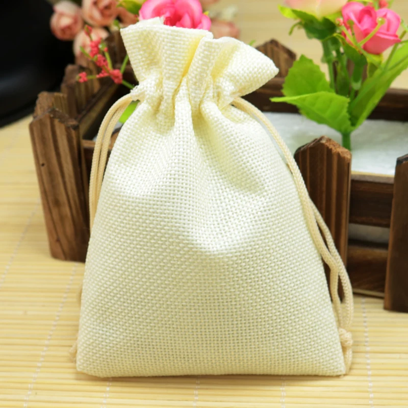 

10pcs/lot 13*18cm Beige Jute Bag Drawstring Gift Bag Incense Storage Linen Bag Cosmetic Jewelry Boutique Gifts Packaging Bags