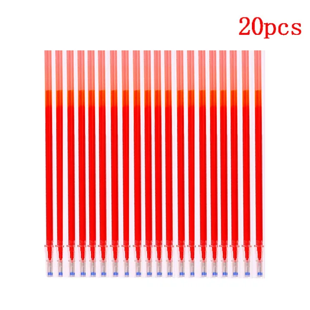 20pcs Red 3/20 шт./партия стираемая ручка заправки зажигалок стержень 0,5 мм Красочные чернил стираемая ручка сменный запасной блок для школы офиса письменные принадлежности - Color: 20pcs Red