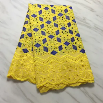 

African Net Lace Fabric 100% Cotton Punch Embroidery 2020 High Quality Swiss voile Lace Fabrics For Dress 5Yards/Lot