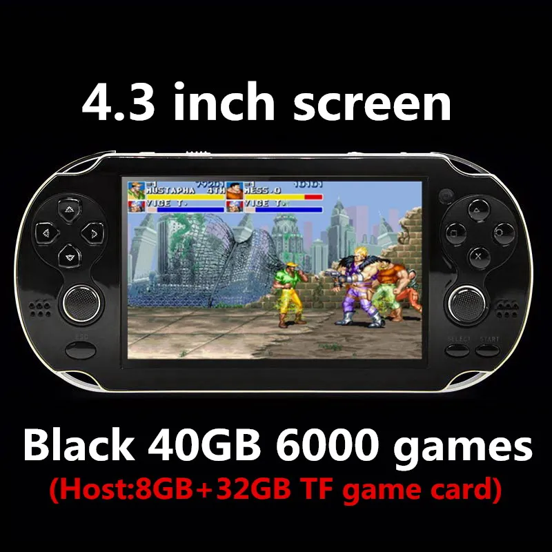 4.3Black6000 games JXD 7,0/4,3 дюймов двухъядерный большой рокер ретро мини аркадная консоль встроенный в 9000 игровой аркадный neogeo/cp1/cp2/gbc/gb/sens/nes/smd - Цвет: 4.3Black6000 games