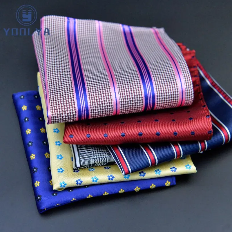 Luxury Mens Silk Handkerchief Hanky Polka Dot Plaid Paisley Jacquard