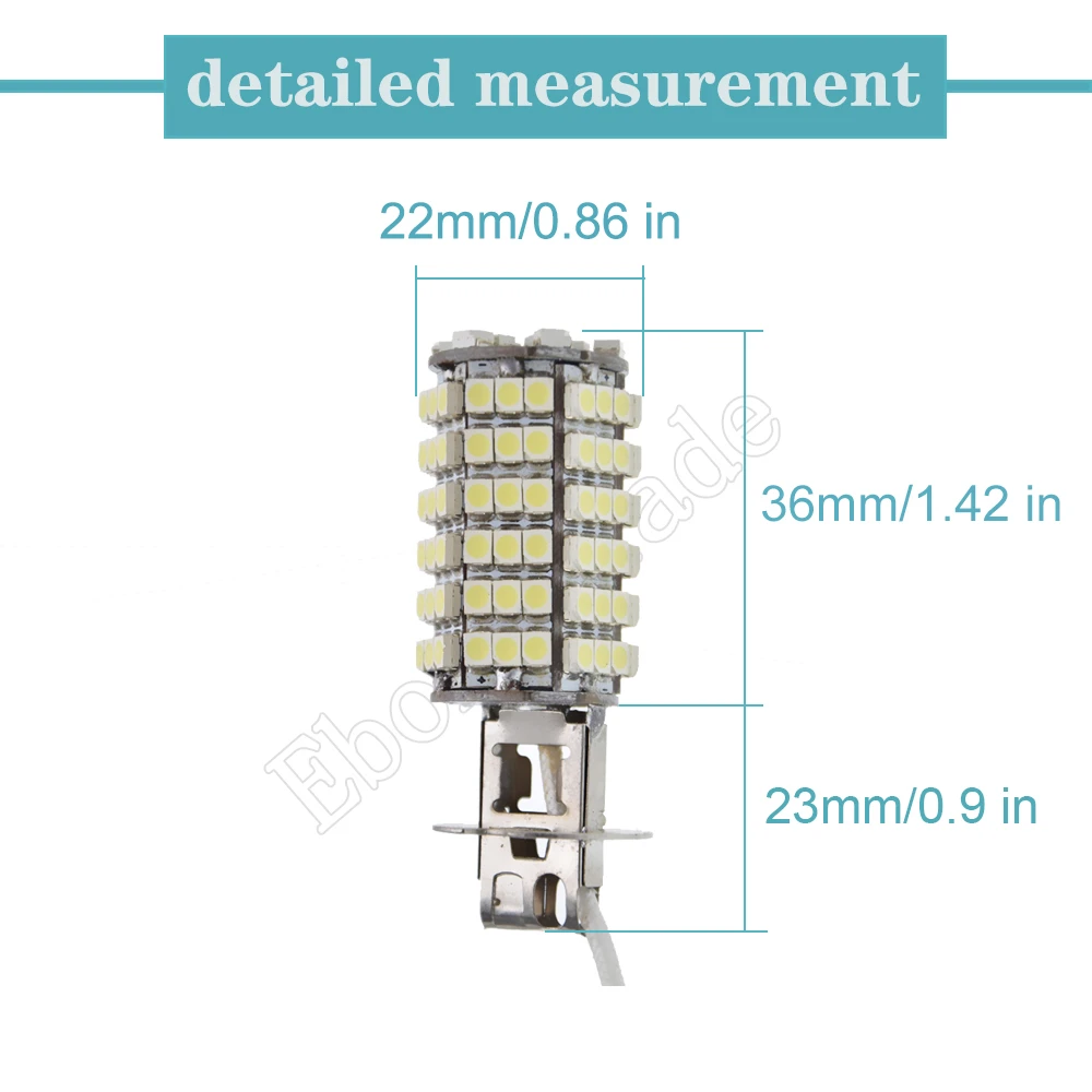 2PCS H3 Led Bulbs Super Bright 120SMD 3528 LED Car Front Fog Light White 6000K Auto Day Running Driving Lamp Automobiles Bulbs