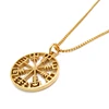 Viking Rune Icelandic Vegvisir Compass Helmet Horror In Runic Circle Pendant  Amulet Collier Necklace 1