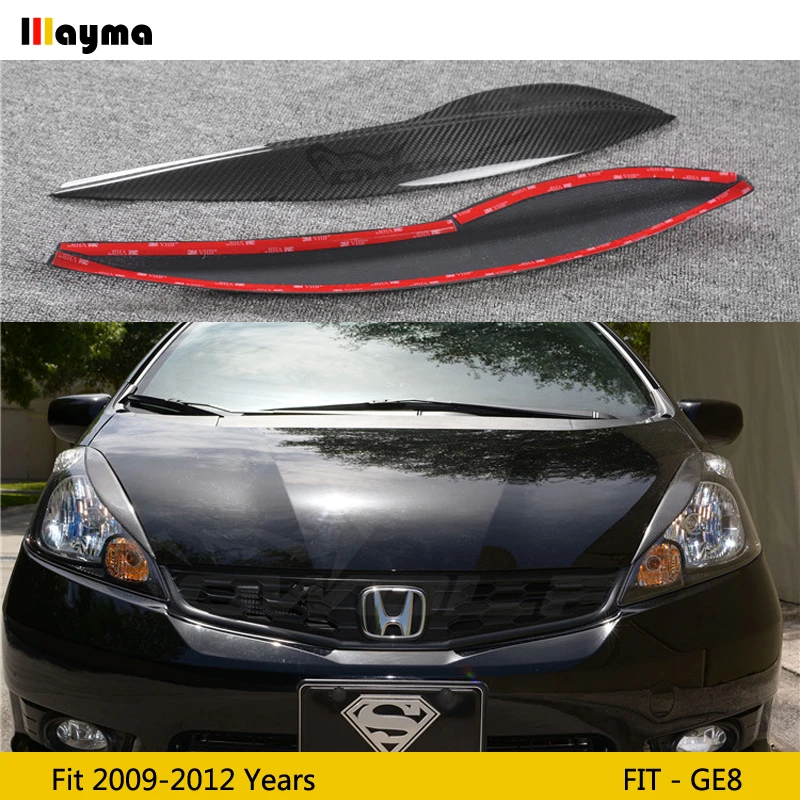 Carbon Fiber Headlight Decorative Covers Eyelid For Honda Fit 09 12 Ge8 Fiber Glass Frp Primer Front Lamp Eyebrow Sticker Car Stickers Aliexpress