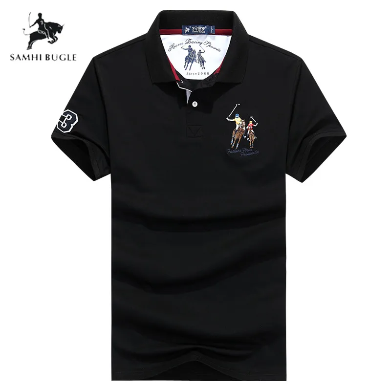 SAMHI BUGLE, топ, грейдкотон, рубашка поло, мужская, модная, летняя, дышащая, поло, Para Hombre, 3D вышивка, короткий рукав, мужская рубашка Поло