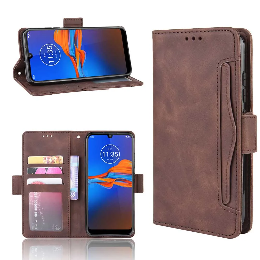 

Leather phone case for Motorola moto One Vision / P50 E6 E6S E6plus One Zoom back Cover Flip card wallet with stand Retro Coque