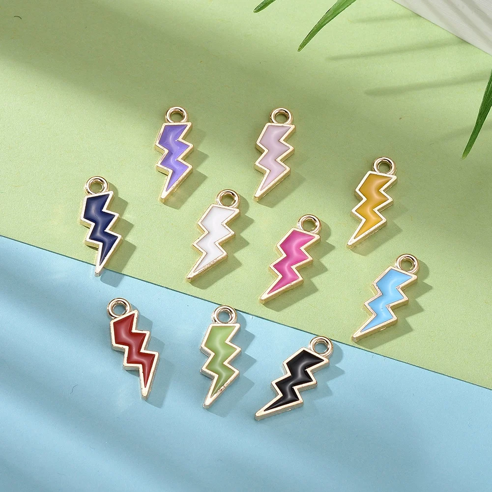 100Pcs Alloy Enamel Lightning Charms DIY Earrings Necklace Pendant  Accessories Jewelry Making Supplies