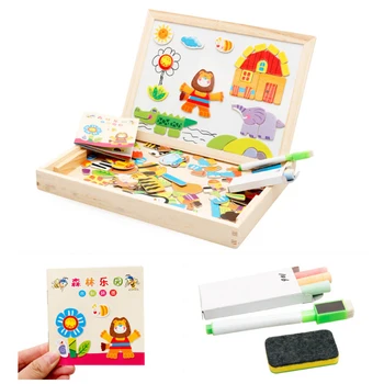 

Children Wooden Jigsaw Puzzle Toys Animals Multifunction Baby Painting Magnetic Puzzle Board Kids Educational Games Montessori