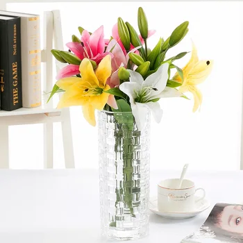

Real Touch Single Simulation Lily Artificial PVC Lily Flower Home Wedding Photography Decoration Decorative Flower WB1161