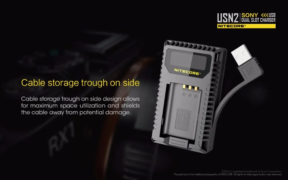 NITECORE USN2 цифровой двойной слот sony зарядные устройства для камеры NP-BX1 батареи DSC-HX350 DSC-H400 DSC-HX400 DSC-RX100M5