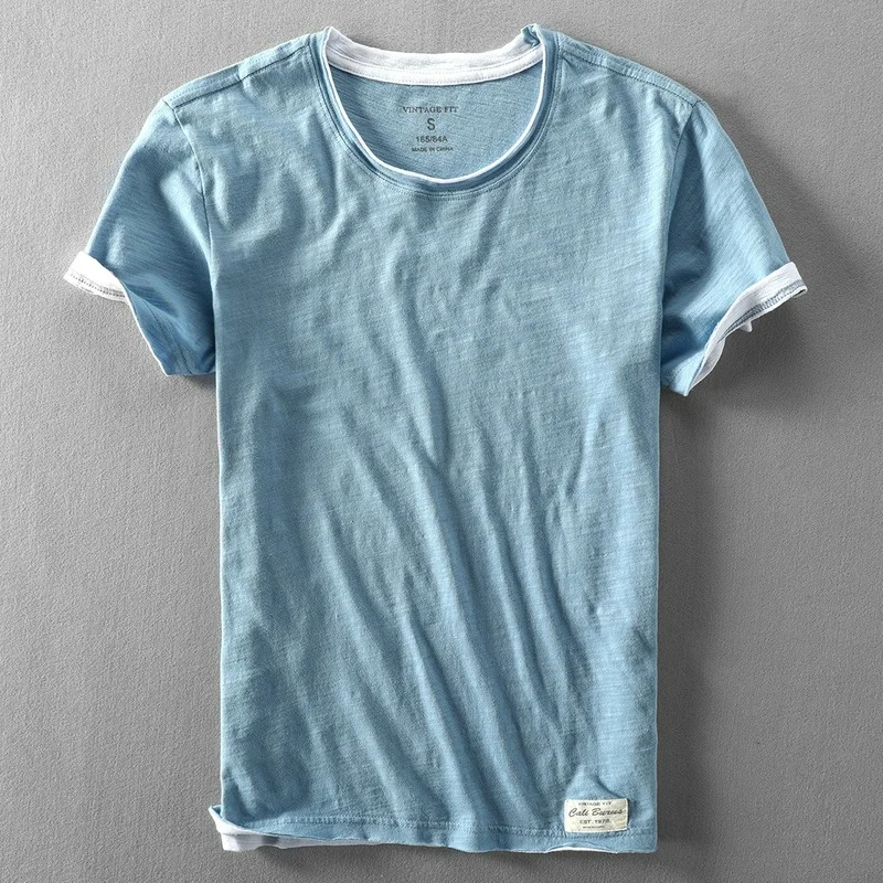 Men's Cotton T shirt Summer New Style Casual Thin Cotton Short sleeved