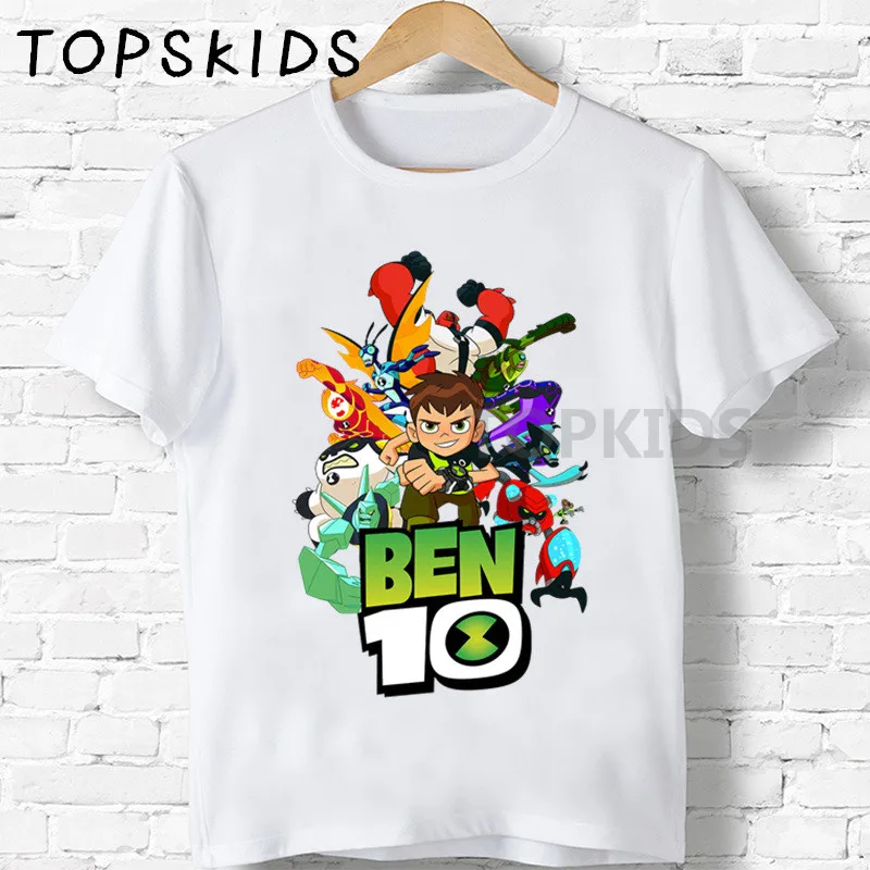 Детские футболки с рисунком Omnitrix Ben 10 Забавные топы для маленьких мальчиков и девочек, детская летняя футболка HKP5328