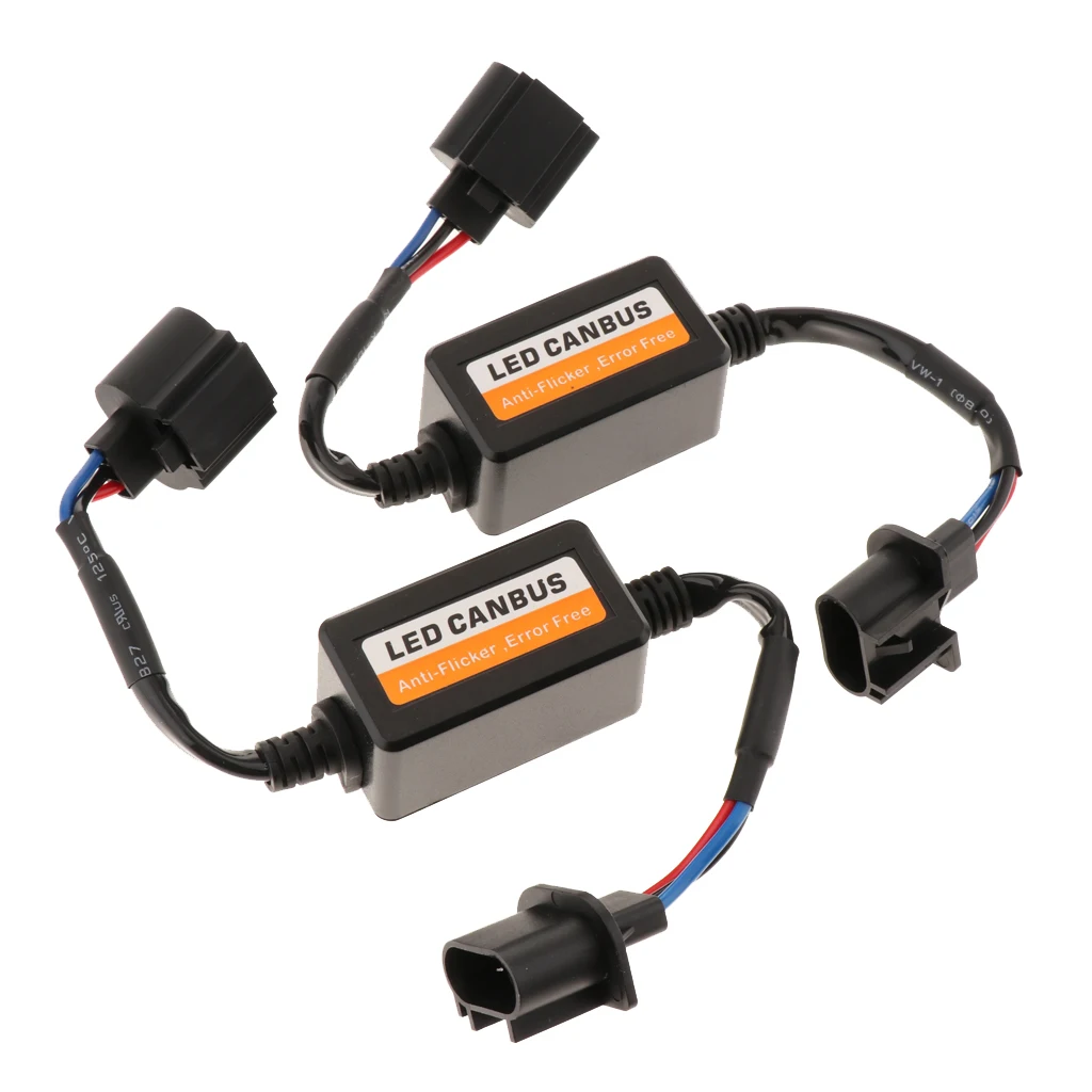 2X H13 LED CAN-BUS Warning Error Free Decoder Canceller Capacitor Anti-flicker Resistor harness Hi/Lo Beam Headlight Systems