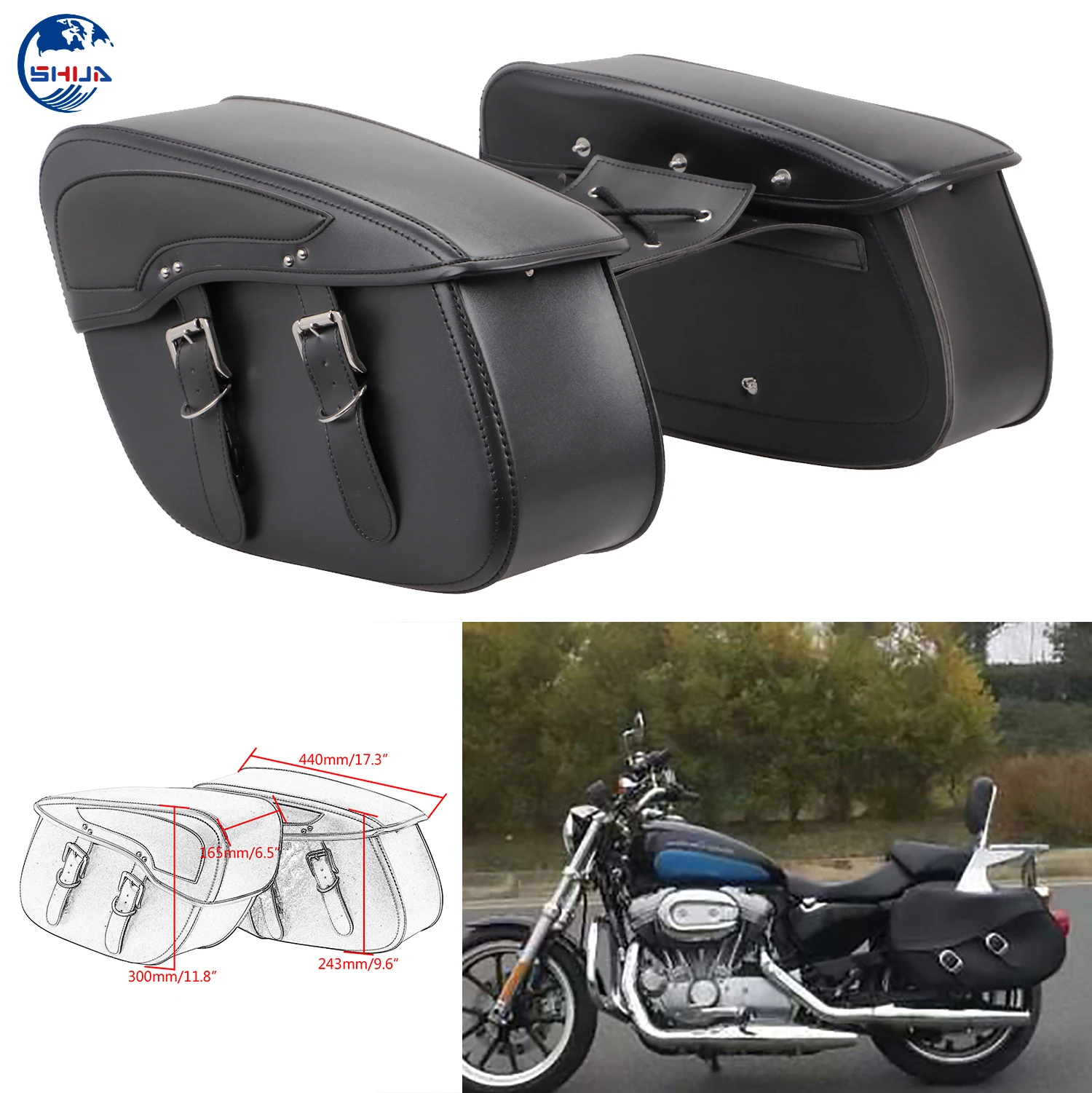 2pcs Universal Motorcycle Saddlebag Pu Leather Saddle Bag Tool Luggage