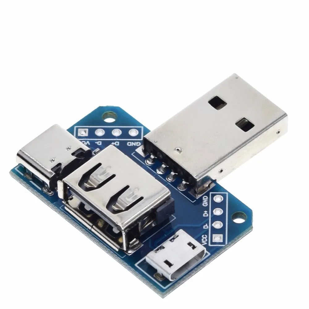 Usb-распределительная плата с разъемом USB к разъему type-c Micro Female USB 2,54-4 P, тестовая плата для передачи данных, usb-адаптер, пластина XY-USB4