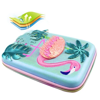 

Student kawaii Pencil Case Girls Large Capacity Pens Boxes Fire Bird Applique Cartoon Pen Case Holder School Supplies Pen Bag