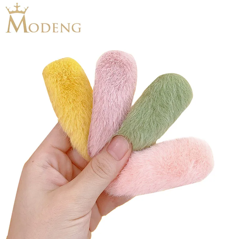 

1PCS Elliptical Hair Tie Waterdrop Oval Sweet Color Mink Hairgrips Imitation Rabbit Hair Girl Hairpin BB Clips Hair Accessories
