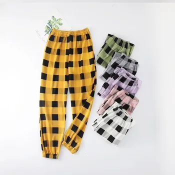

Autumn Winter Men and Women Combed Cotton Pajama Pants with Double Pockets Check Large Size Multicolor Home Pants Pans De Mujer