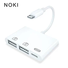 Адаптер OTG для Lightning-USB 3, устройство для чтения двойной камеры с зарядным портом, комплекты для синхронизации данных, для iPhone 7, 8, X, для ipad