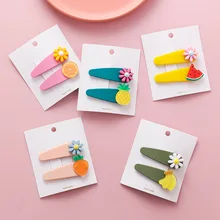 Японский Корейский сладкий свежий цвет цветок фрукты заколки 2 шт. летний день BB клип цветок для взрослых детей боковой зажим для женщин