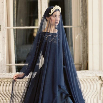 

5 10 15 20 30 Meters Wedding Picture Bridal Extra Long 5 10 15 20 30M Navy Blue Soft Mesh Tulle Veil Bride Veils Without Comb