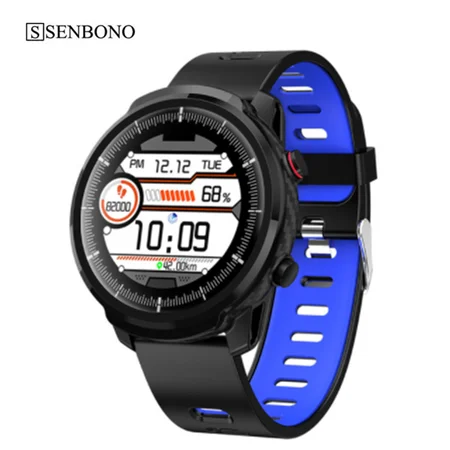 SENBONO S10 Full умные часы с сенсорным экраном для мужчин и женщин IOS Android Спорт Шаг Счетчик Сердечного ритма монитор погоды - Цвет: Quiet blue