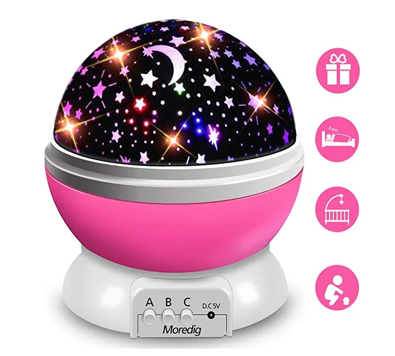 Светодиодный светильник-звезда s проектор 360 градусов ночной Светильник-проектор с 8 цветами и usb-кабелем уникальная лампа для детей - Цвет: Розовый