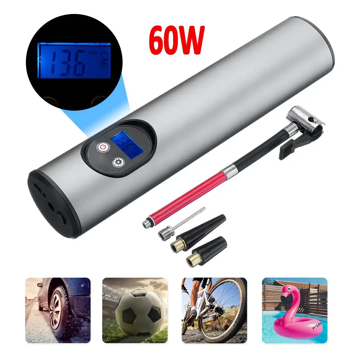 

3Color 12V 150PSI 20L/min LCD Display Rechargeable Air Compressor Inflatable pump for Car Bicycle Tires Ball Swimming Rings Toys