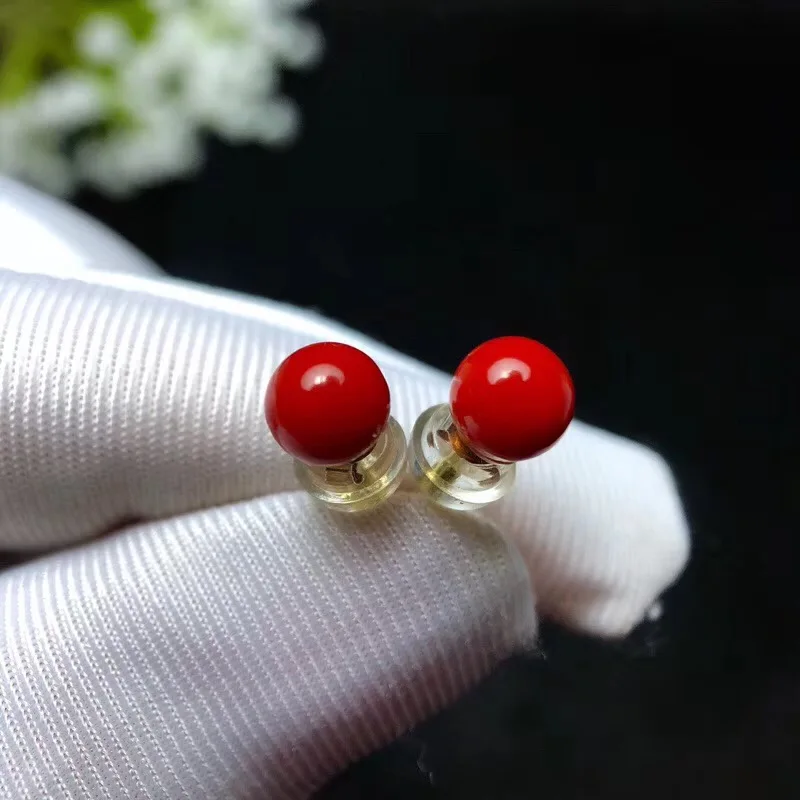KJJEAXCMY boutique jewelry 18K gold inlaid natural red coral gemstone female luxury earrings support detection trendy