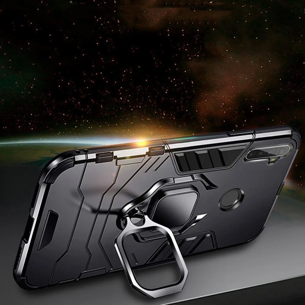 Huawei P Smart Case with Ring Stand - Bumper Silicone + PC Cover