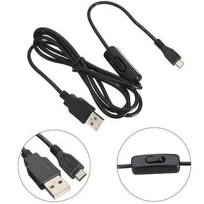 1,5 м Micro USB кабель для зарядного устройства с переключателем ВКЛ/ВЫКЛ для Raspberry Pi