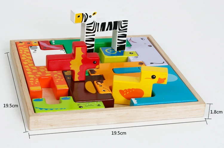 Монтессори Деревянные креативные головоломки для сборки животных Строительные Деревянные игрушки для детей раннего возраста развивающие