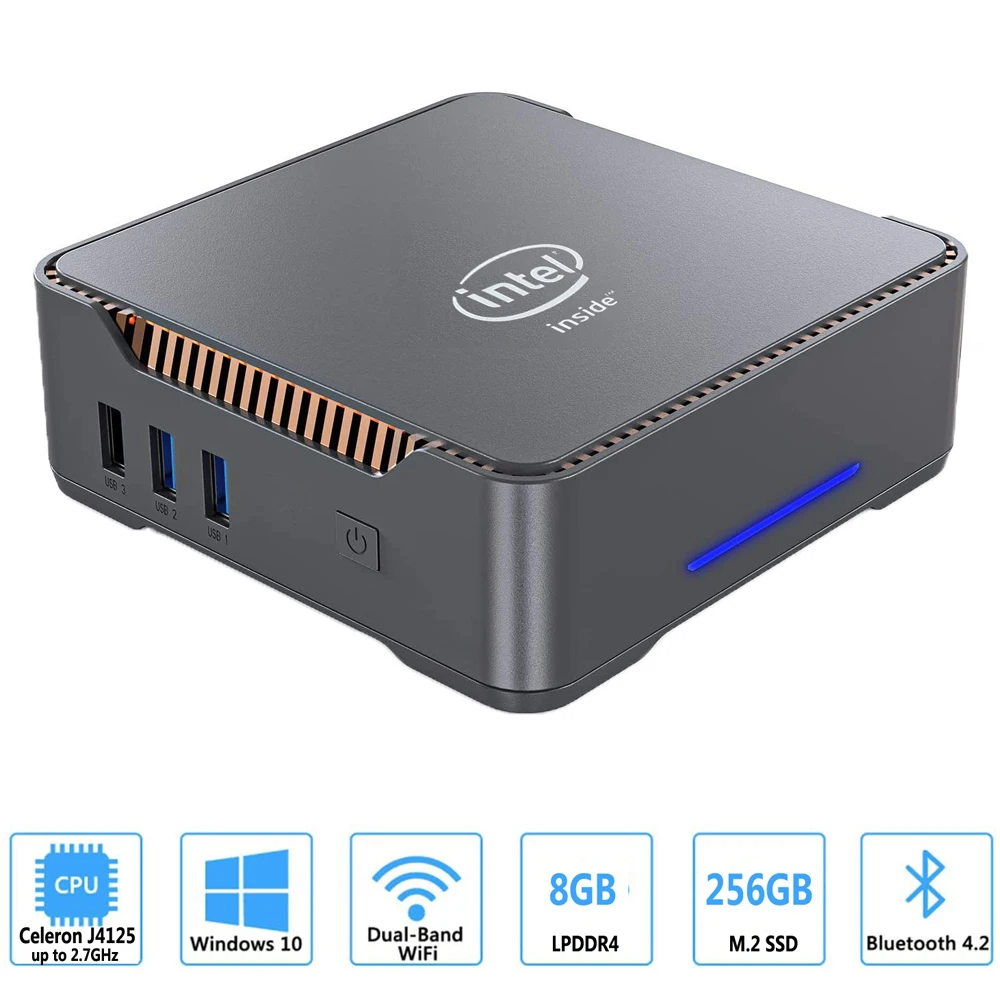 Мини ПК GK3V Intel celeron J4125 4 ядра 8 ГБ ОЗУ 128 ГБ/256 Windows 10 dual WIFI 4K 60 Гц WIN10 HDMI VGA Настольный HTPC
