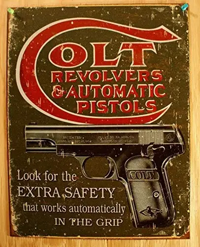 

Colt Revolvers Automatic Pistols Cartridges Tin Sign Guns Metal Wall Signs Hall Garage Poster TIN Sign 7.8X11.8 INCH