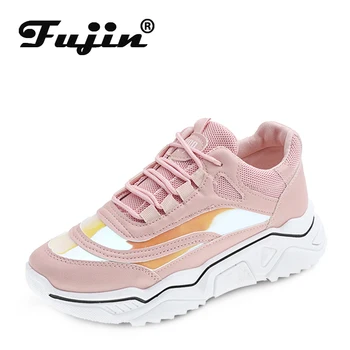 

Fujin Women Sneakers Spring Autumn Fashion Dropshipping Breathable Thick Bottom Round Toe Platform Lace Leisure Women Shoes