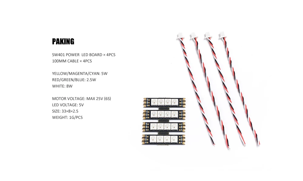 4 шт. Diatone MAMBA SW401 SW601 601 плата питания расширение 5 в красочная Светодиодная лента световая плата для Mamba F722S Радиоуправляемый Дрон