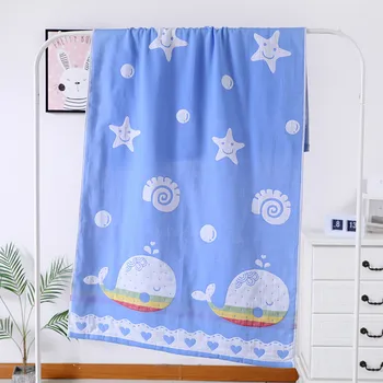 

Three Layers Animal Printed Baby Big Gauze Cotton Towel Jacquard Children Adults Bath Towel Bathroom 70*140cm Baby Wrap Blanket