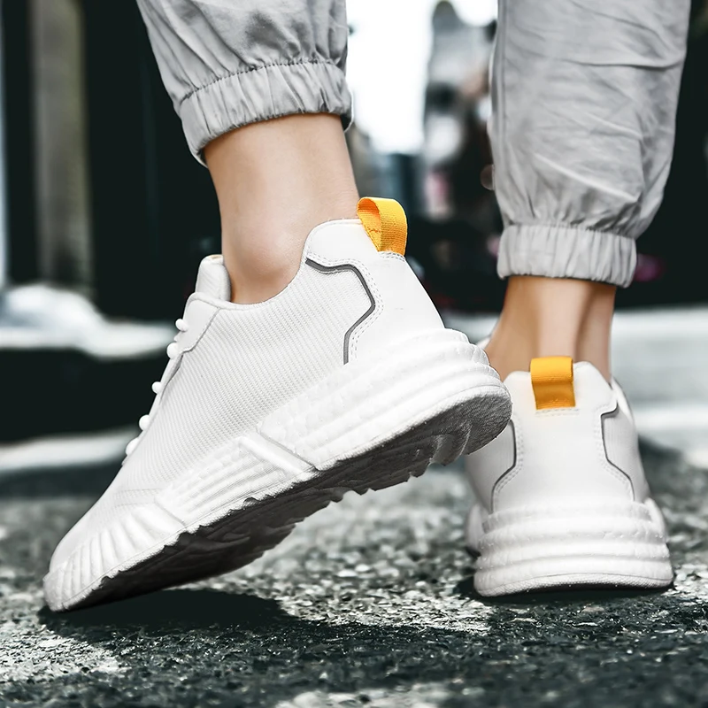 CHANWELL Fashion Mens Shoes Lace up Casual Mens Sneakers Mesh Breathable Sports Running Shoes For Men White Tennis Shoes