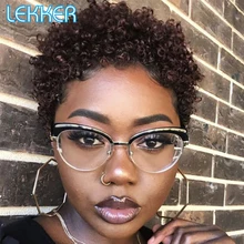 

Lekker Short Pixie Afro Curly Bob Human Hair Wig For Women Natural Mini Kinky Curl Brazilian Remy Ombre Colored Machine Made Wig
