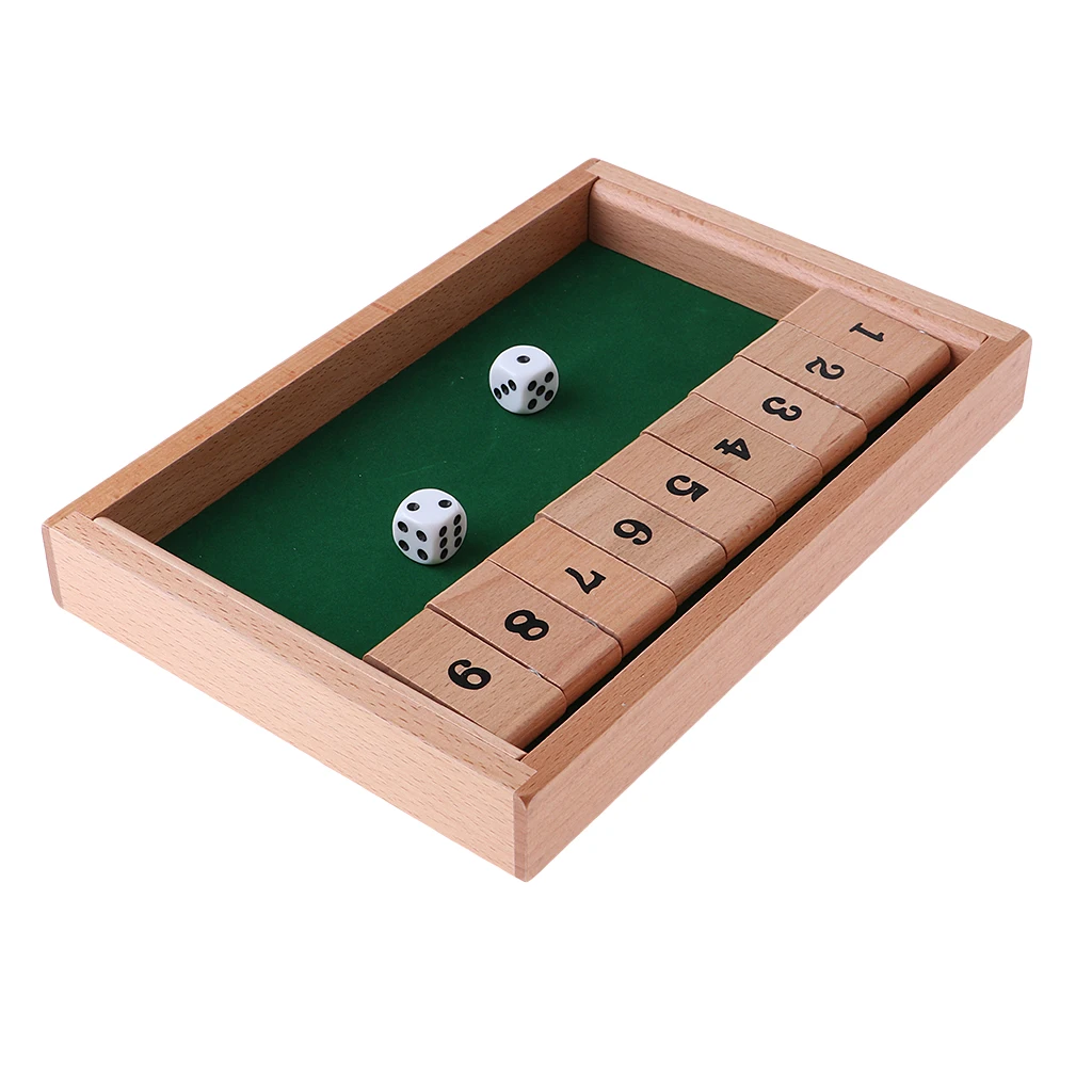 Wooden Shut The Box Board Game With 2 Dice And Number Game For 2-4 Players