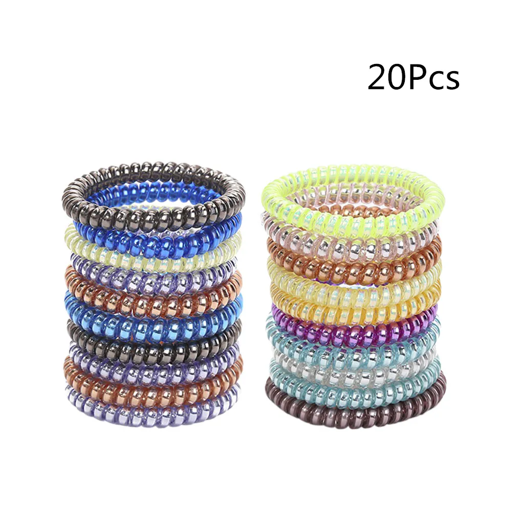 20pcs 20 шт. женские обручи прозрачные эластичные телефонные линии вращающиеся эластичные повязки для волос аксессуары для волос Para El Cabello - Цвет: 20pcs