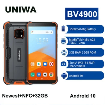 Перейти на Алиэкспресс и купить Blackview BV4900 NFC Android 10 смартфон 3 ГБ + 32 ГБ 5,7-дюймовый телефон прочный водонепроницаемый IP68 мобильный телефон 5580 мАч