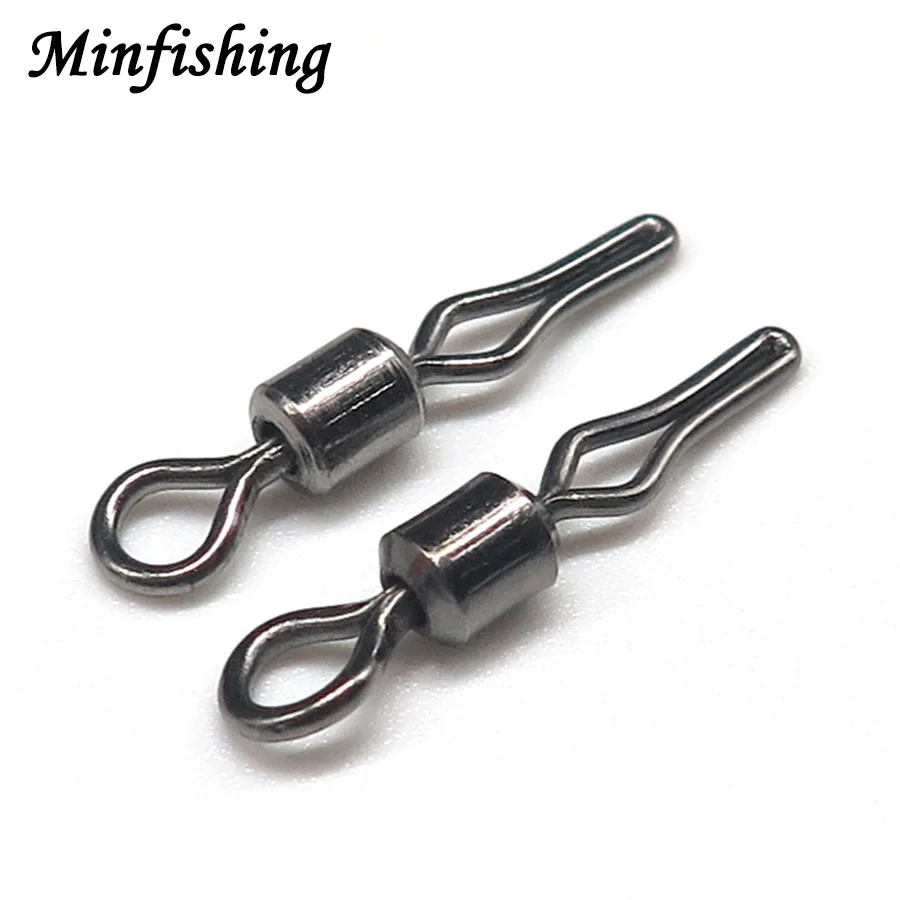 100 pcs Fishing Swivel Fishing Hook Connector with side line clip fishhooks Rolling Swivel Snap fishing Lure Tackle Accessorries