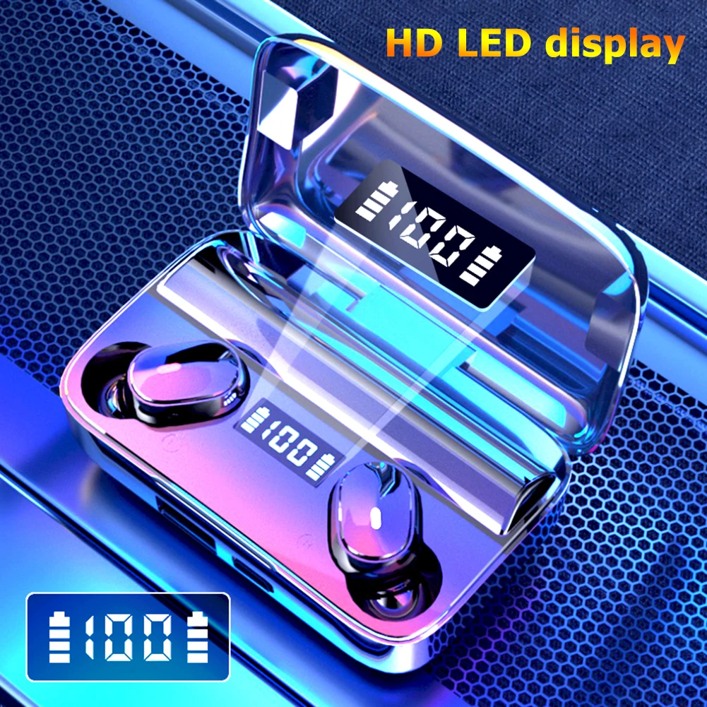 Mini Headphone Sport Headset with Charging Box Bluetooth In ear Headphones with Digital Display Charging Case TWS Earbuds