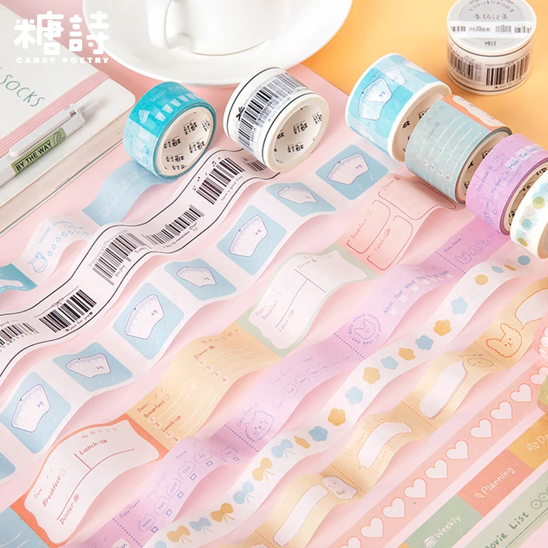 

1pcs Salt system Small fresh Washi Masking Tape Hand Painted Watercolor Planner Journal Craft Tape bullet journal decoraction
