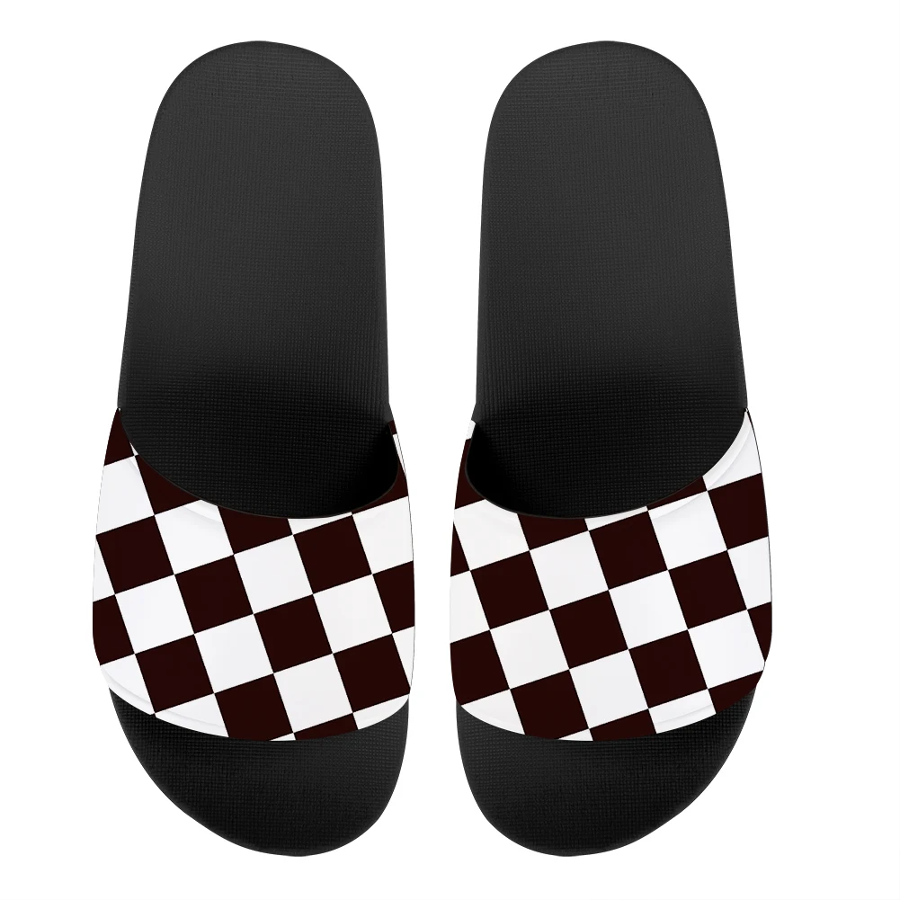 

2022 New Women Slippers Checkerboard Printting Summer Sandals Non-Slip Flat Beach Shoes Mens Bathroom Flip Flop Indoor Slippers