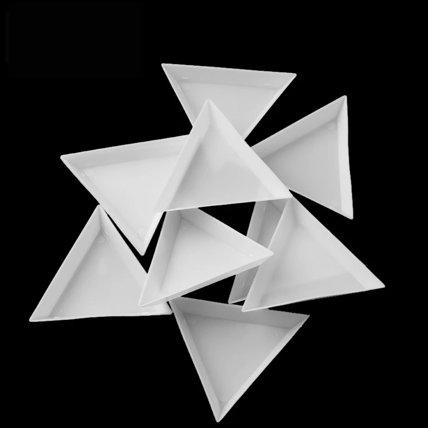

3 Pcs New White Useful Nail Art Tips Gems Tray Crystal Rhinestones Gems Plastic Sorting Tray Manicure Decorations Tools Hot