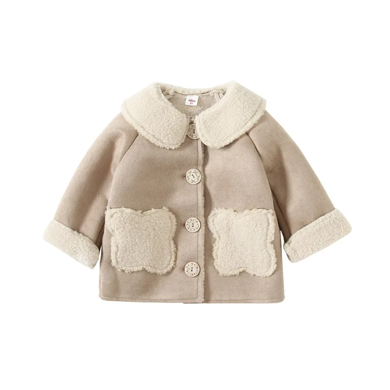 Autumn Winter Baby Jackets Baby Girls Coats Thicken Children's Outwear Girls Clothes pink brown 0-3Y