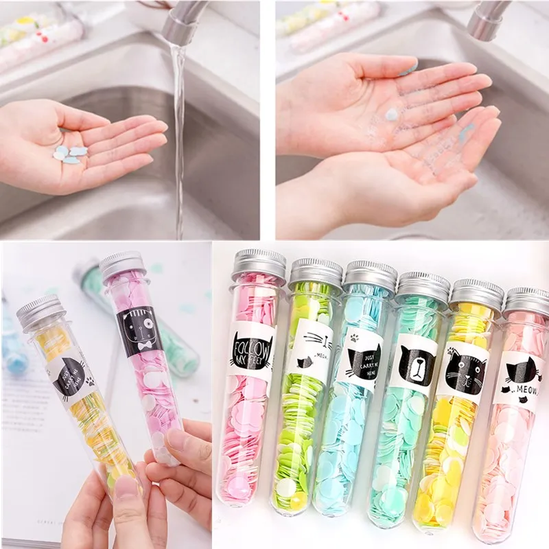 

Portable Outdoor Hand Washing Bath Shower Scented Confetti Dish Foaming Mini Paper Slice For Travel Cleaning Color Random TSLM2